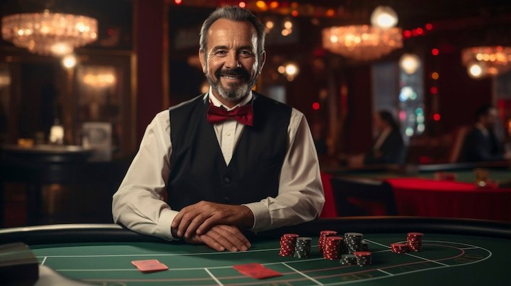 Studio live dealer Baccarat di titan77 dengan multi-kamera dan dealer profesional